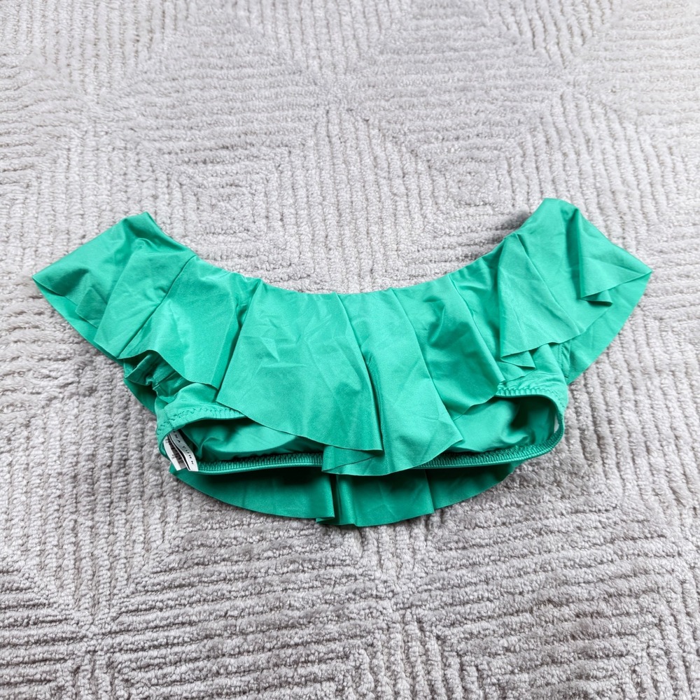 Trina Turk Bikini Top Women's 4 Green Ruffle Off Shoulder Flounce Swim Beach - Picture 3 of 11